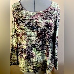 Coldwater Creek XL long sleeve sage green and purple top.